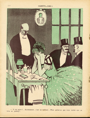 L'Assiette au Beurre, number 450, Satirical en couleurs, 1909_11_13: Dance, Mourning Obseques, Show, Widower