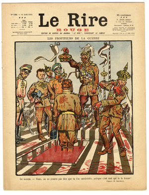 Cover of “” The Red Laughter””, Satirical in Colors, 1918_8_10: War of 14 -18: the profiteers of the war - the Kaiser: come, we can't say you robbed him, since I give it to you! “” - Germany Prussia, Belligerants and Symbols, Identifier - William II - Illustration by Jeanniot (1848-1934)