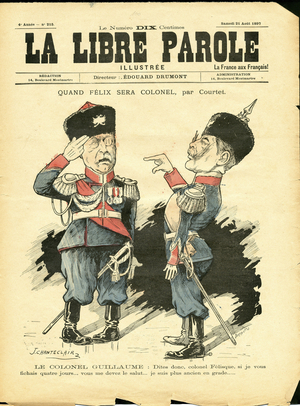Cover of "La Libre parole illustree", 1897 (engraving)