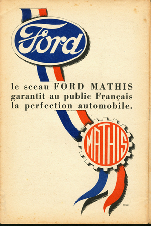 The Temoin, Satirical in Colors, 1934_10_8: Reclamation Pub, Nationalism, Automobile, Ford, Mathis - Illustration by Paul Iribe (1883-1935)