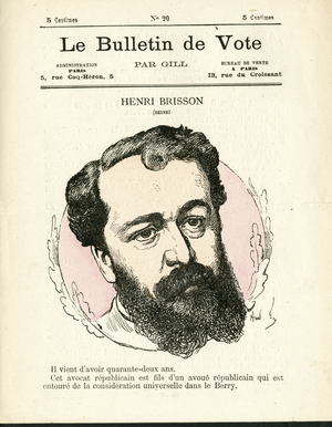 Cover of “” Le Bulletin de vote””, Satirique en Couleurs, 1877: Brisson Henri - Illustration by Louis Alexandre Gosset de Guines (Gill) (1840-1885)