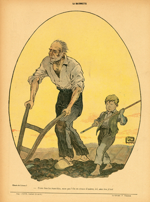 La Baionnette, Satirique en Colours, 1917_4_9: War of 14 -18, Childhood, Agriculture - Peasants - Illustration by Georges Leonnec (1881-1940)