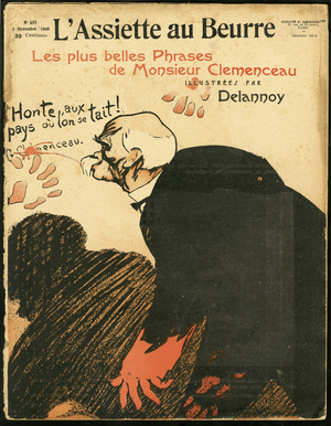 Cover of 'L'Assiette au Beurre', number 401, Satirique en couleurs, 1908_12_5: Clemenceau George