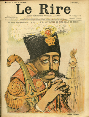 Illustration of Charles Leandre (1862-1934) for the Cover of Le Rire, 1900-8-4 - Foreign Sovereign, Persia, Tarn - Mozzafar-al-Din Shah (Mozaffaredin Shah) (1853-1907)