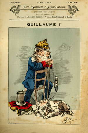 Cover of Les Hommes d'aujourd'hui, number 321,, illustration by Manuel Luque (1854-1919): Germany Prussia - Bismarck Otto Von, William I