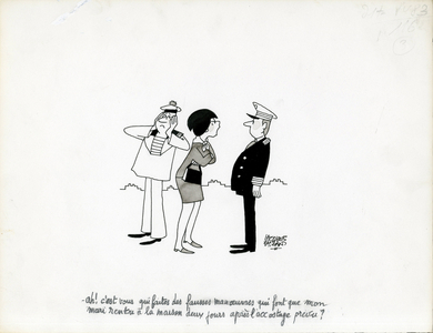 Jours de France, Satirique en N & B, 1983_6_4: Humor, Marine Marine Marine Balneaire - Sailors, sailors - Illustration by Jacques Faizant (1918-2006)