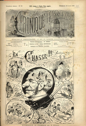 Parisian Chronicle, 1881_8_28 - Illustration by Henri Demare (1846-1888): Hunting hunter - Physiognomonie