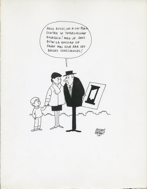 Le Figaro, Satirique en N & B, 1986_9_13: Death penalty Execution Echafaud - Illustration by Jacques Faizant (1918-2006)