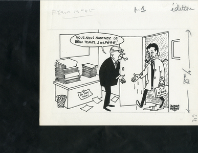 Le Figaro, Satirique en N & B, 1972_8_2: Syndicat, Cfdt - Faure Edgar, Maire Edmond - Illustration by Jacques Faizant (1918-2006)