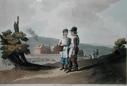 Factory Children, from `Costume of Yorkshire' engraved by Robert Havell (1769-1832) 1814 (colour litho)