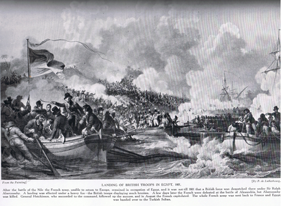 The Landing of British Troops in Egypt in 1801, illustration from 'Hutchinson's History of the Nations' (litho)