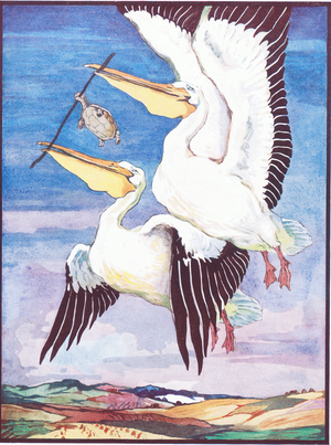 'It Was One of the Strangest Sights that Ever Was', illustration for 'The Tortoise who Could not Hold Her Tongue', from 'Animal Legends from Many Lands', published by Raphael Tuck & Sons Ltd. (colour litho)