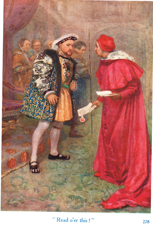 'Read o'er this!', illustration from 'Shakespeare's stories of the English Kings', published by George Harrap & Son, 1912 (colour litho)