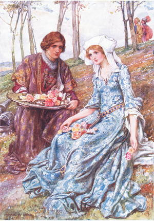 Geraint and Enid, illustration for 'Children's Stories from Tennyson' by Nora Chesson (colour litho)