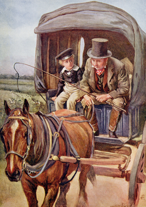 Banks Drives David to Yarmouth, illustration for 'Character Sketches from Dickens' compiled by B.W. Matz, 1924 (colour litho)