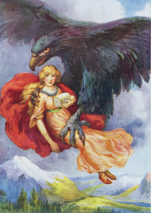 'Thiassi and Iduna', from 'The Apples of Iduna', illustrated in 'Children's Stories from the Northern Legends' published by Raphael Tuck (colour litho)