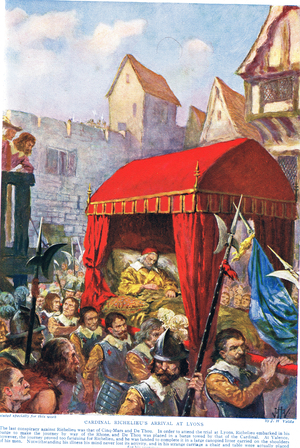 Cardinal Richelieu's Arrival at Lyons, illustration from 'Hutchinson's History of the Nations' (colour litho)