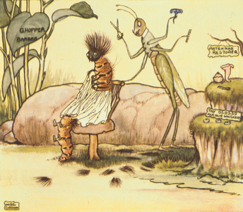 G. Hopper the Barber, from 'Shopping in Creepyville', verses by F. Temple, pub. by The Speciality Press, Melbourne, 1946 (book illustration)