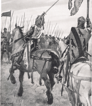 "Simon thou worst of traitors, I defy thee', illustration from 'British Battles on Land and Sea', published by Cassell, London, c.1910 (litho)