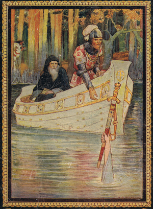 Arthur finds the sword, illustration from 'King Arthur and the Knights of the Round Table', by Doris Ashley, published 1921 (colour litho)