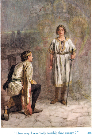 'How may I reverently worship thee enough?', illustration from 'Shakespeare's stories of the English Kings', published by George Harrap & Son, 1912 (colour litho)