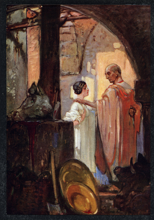 Virginia, illustration from 'The Lays of Ancient Rome', by Thomas Babington Macaulay (colour litho)