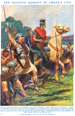 The Decisive Moment of Caesar's Life, illustration from 'Newnes' Pictorial Book of Knowledge' (colour litho)