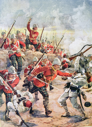 Storming the Trenches, illustration from 'Glorious Battles of English History' by Major C.H. Wylly, 1920s (colour litho)