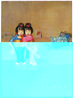 The little Koreans were frightened, illustration from 'Josephine Keeps House', published by Blackie & Co., 1930s (colour litho)