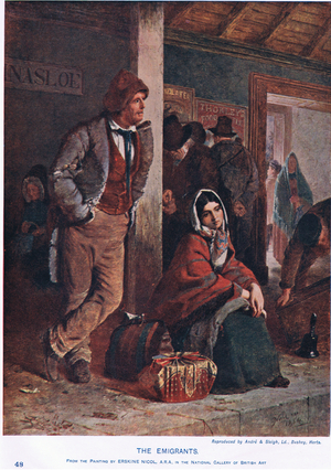 The emigrants, illustration from Cassell's 'Illustrated History of England', published c.1910 (colour litho)