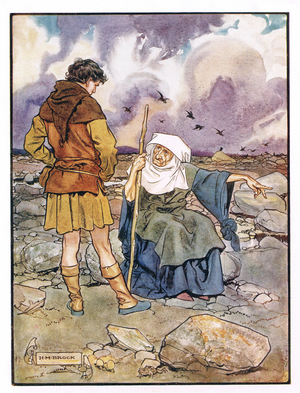 Off to Market, illustration from 'Jack and the Beanstalk', published by Warne in 1917 (colour litho)