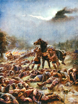 Sweyn's Poisoned Army, illustration from 'Hutchinson's Story of the British Nation' (colour litho)