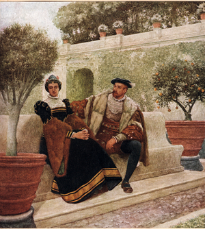 Lorenzo and Jessica, illustration from 'The Merchant of Venice', c.1910 (colour litho)