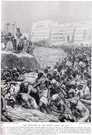 The Expulsion of the Hyksos, illustration from 'Hutchinsons History of the Nations', c.1910 (litho)