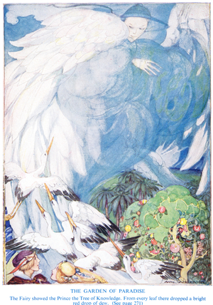 Illustration from 'The Garden of Paradise' by Hans Christian Andersen (colour litho)