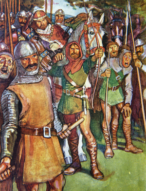 'Locksley Stepped to the Appointed Station and Shot his Arrow', illustration from 'Ivanhoe For Boys and Girls', retold by Alice Jackson, pub. 1924 (litho)