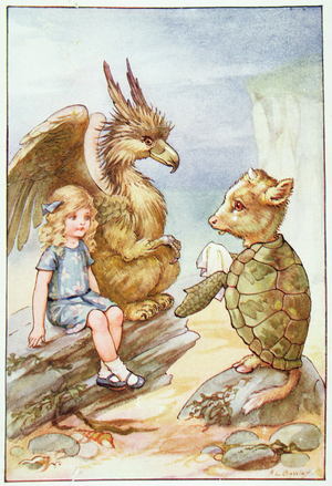 The Mock Turtle's Story, illustration from 'Alice in Wonderland' by Lewis Carroll (1832-98) published London, c.1921 (colour litho)
