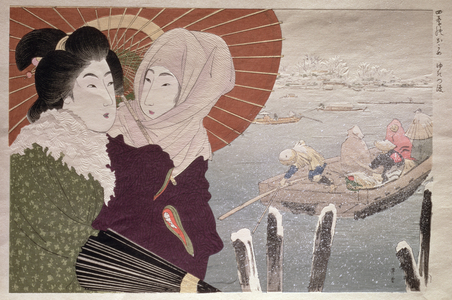 Winter scene, from the four seasons, c.1900 (colour woodblock print)
