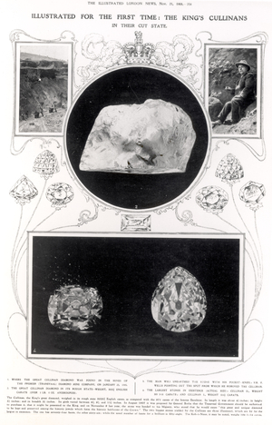 The King's Cullinans in their Cut State, from 'The Illustrated London News', 21st November 1908 (b/w photo)