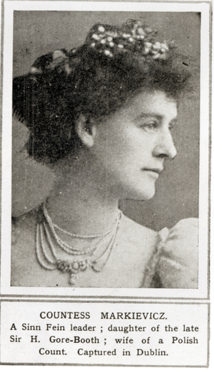 Countess Markievicz (1868-1927) A Sinn Fein Leader; Daughter of the Late Sir H. Gore-Booth; Wife of a Polish Count; Captured in Dublin, from 'The Illustrated London News', 6th May 1916 (b&w photo)
