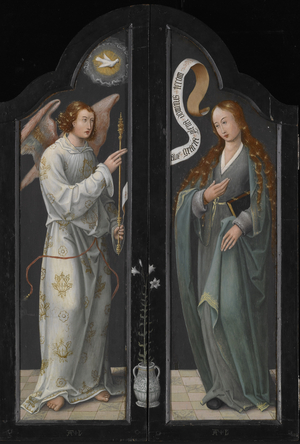 Madonna and Child, St. Barbara and St. Catherine, outer panels, c.1520 (oil on panel)
