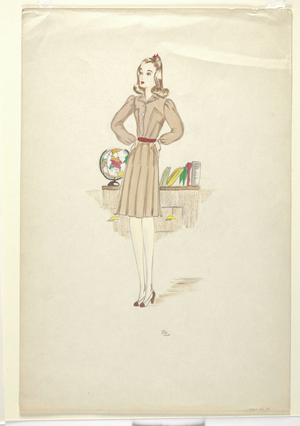 Sketch of a short dress (w/c on paper)