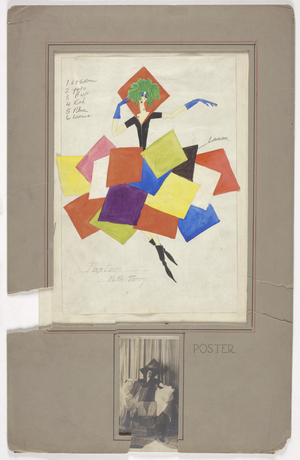 Costume sketch (graphite & w/c on paper with b/w photo)