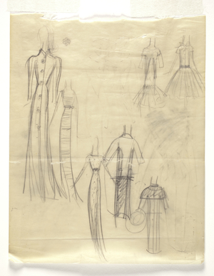 Sketches of various evening wear, 1920s (pencil on paper)