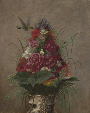 Floral Still Life with Hummingbird, 1870 (oil on canvas)