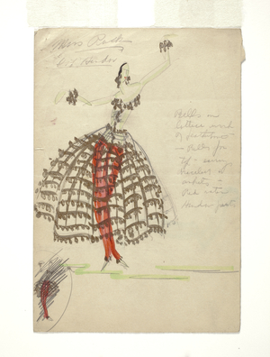 Costume sketch, 1920s (graphite, w/c & metallic ink on paper)