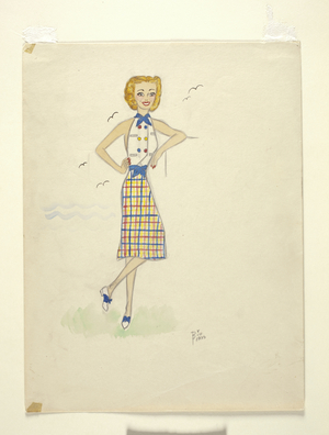 Sketch of a summer dress (w/c on paper)