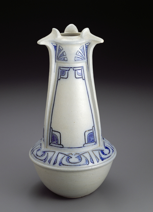 Vase made by Reinhold Henke, 1902 (salt-glazed stoneware with painted blue cobalt decoration)
