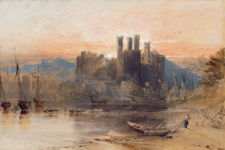 Caernarvon Castle, North Wales, 1836 (w/c, gouache & black chalk on white paper)