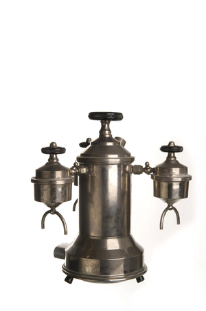 Old electric espresso maker (cafe, machine a cafe), from France, with portafilter and double outlet for 6 cups